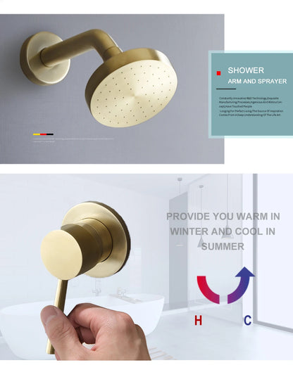 Shower Faucet System Stainless Steel Head Shower Wall