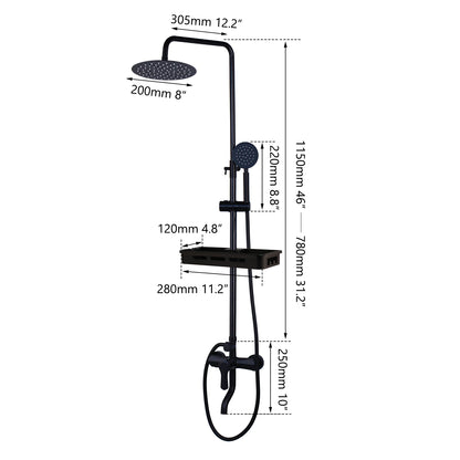Jieni Matte Black Rainfall Shower Faucet Paint Black
