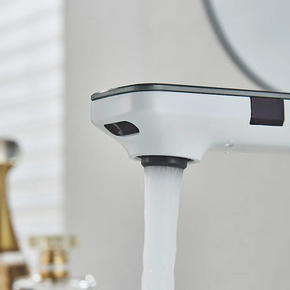 White Touchless Sensor Basin Faucet Smart Digital Display