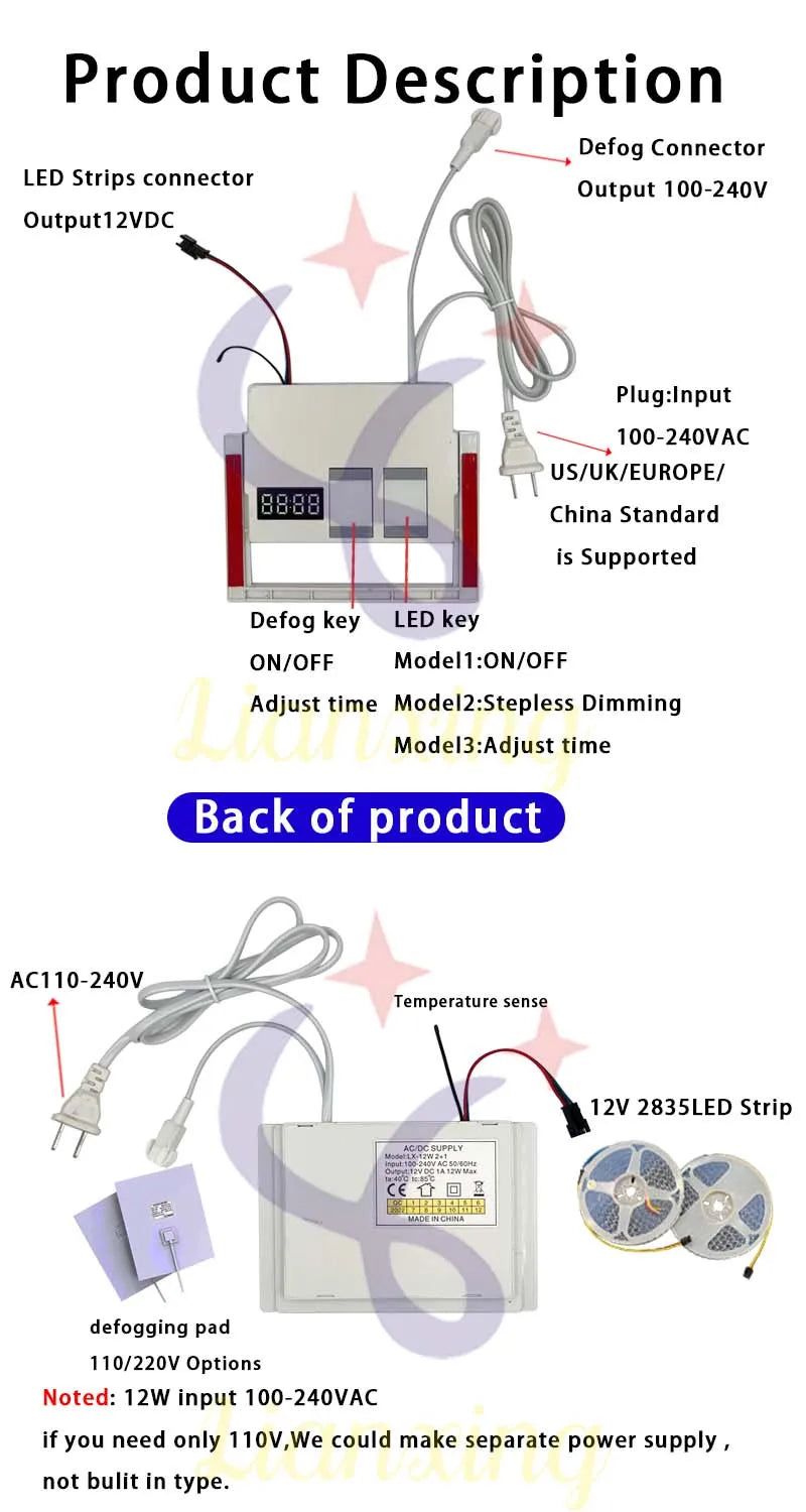 Strip Light Controller Smart Switch Touch Mirror Dimmer