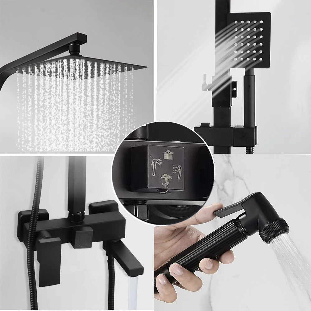 Sinlaku Rainfall Bathroom Shower Faucet Rack Shelf Bathtub