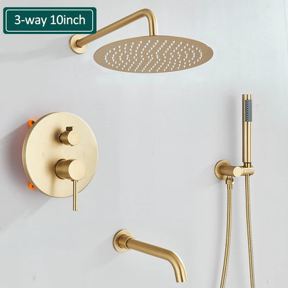 Gold Brushed Shower Faucets 2/3 Way Concealed Shower
