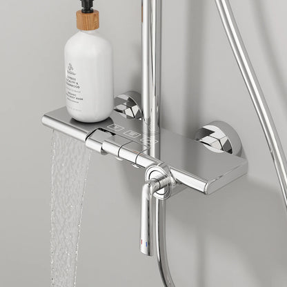 Brushed Rose Gold Bathroom Shower System Faucet 12