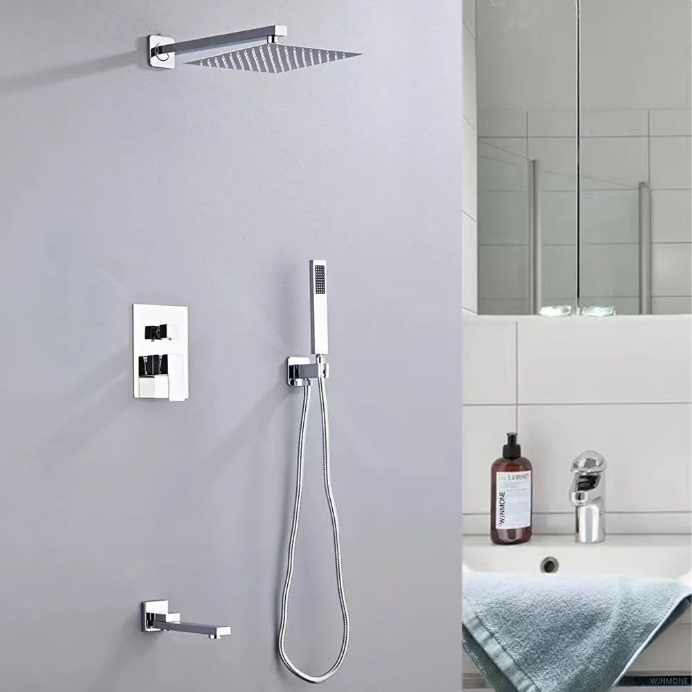 Luxury Brushed Gold/Black/Silver/Grey Hidden Bathroom Shower