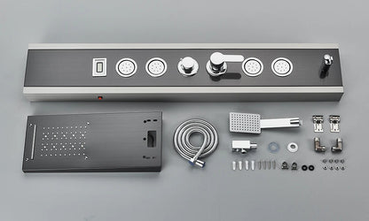 Rozin Black Shower Column Led Rainfall Bathroom Faucet