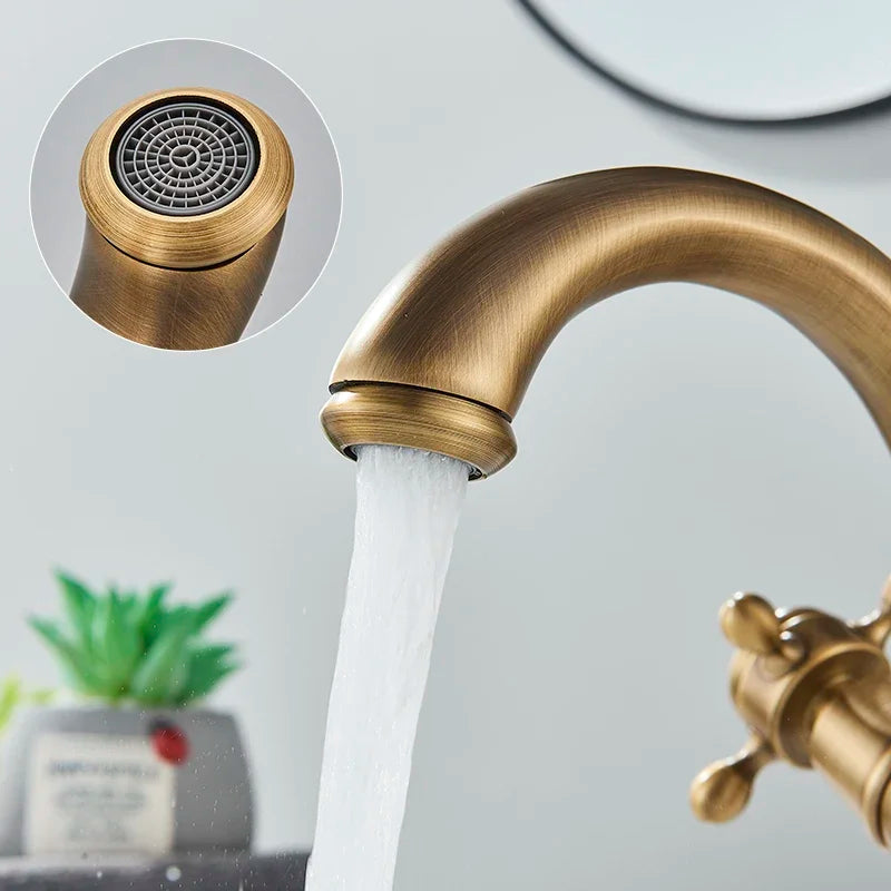Senlesen Antique Faucet Bathroom Basin Faucet Two Handles