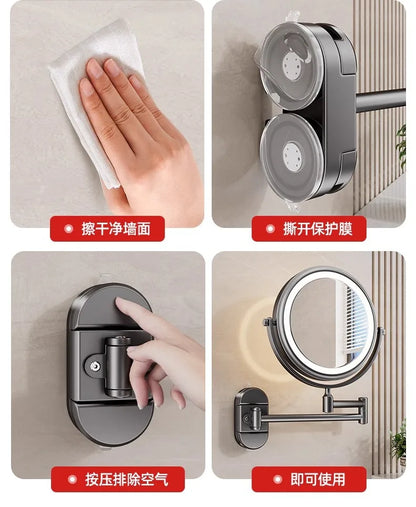 Rotatable Led Light Suction Cup Makeup Wall Mirror