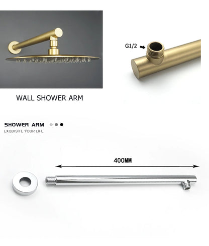 Brushed Gold Black Chrome Grey Overhead Shower Head
