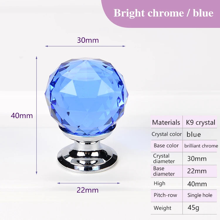 Colorful Crystal Glass Ball Pulls Knobs Wardrobe Door
