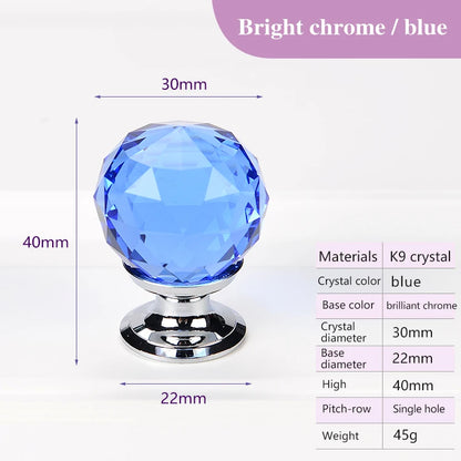 Colorful Crystal Glass Ball Pulls Knobs Wardrobe Door