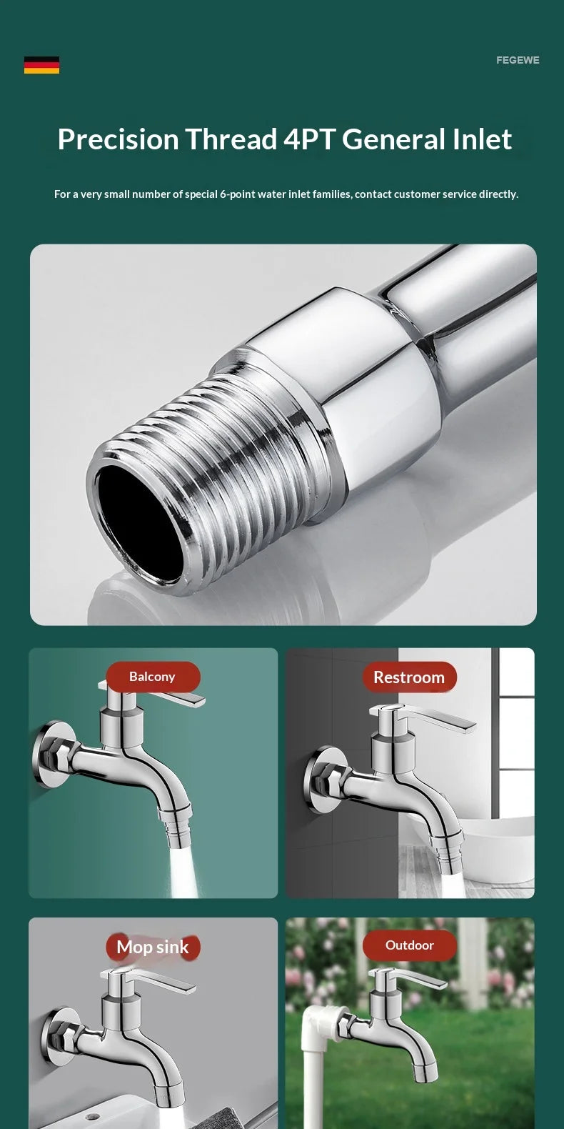 Zinc Alloy Wall Mount G1/2 Cold Water Tap