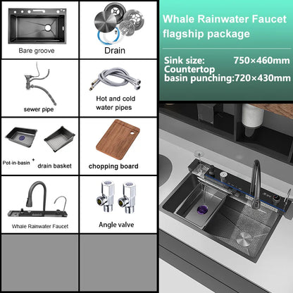 Silver Smart Sink Digital Display Waterfall Faucet Stainless