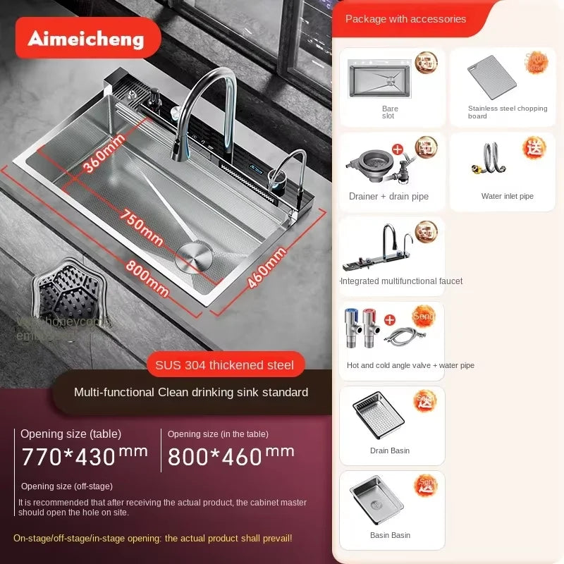 Digital Fly Rain Waterfall Sink Embossed Nano 304