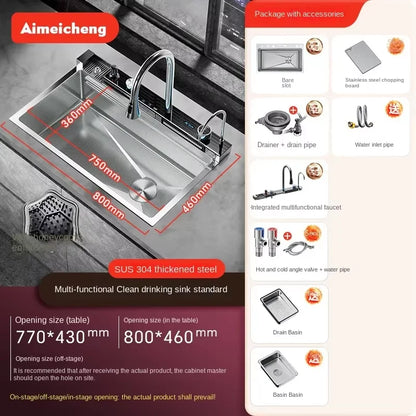 Digital Fly Rain Waterfall Sink Embossed Nano 304