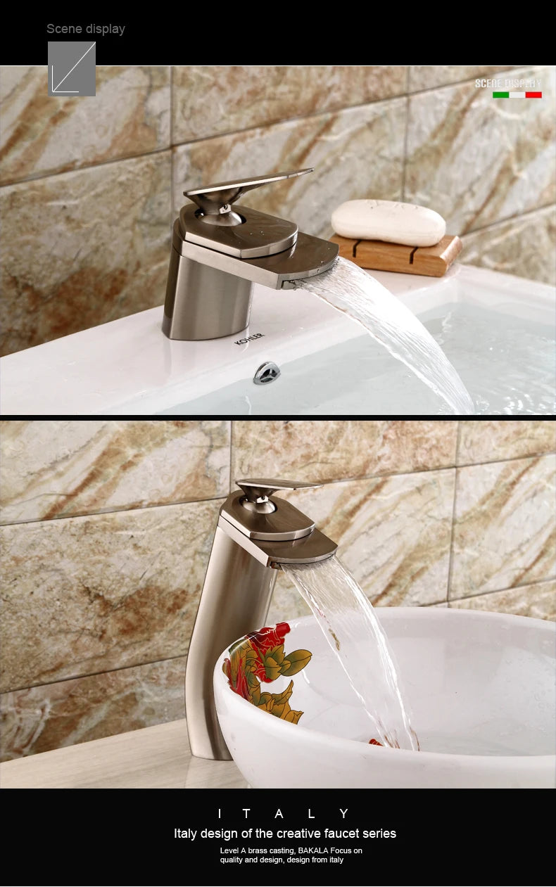 Becola All Copper Gold/Chrome/Brushed Duckbill Waterfall Faucet