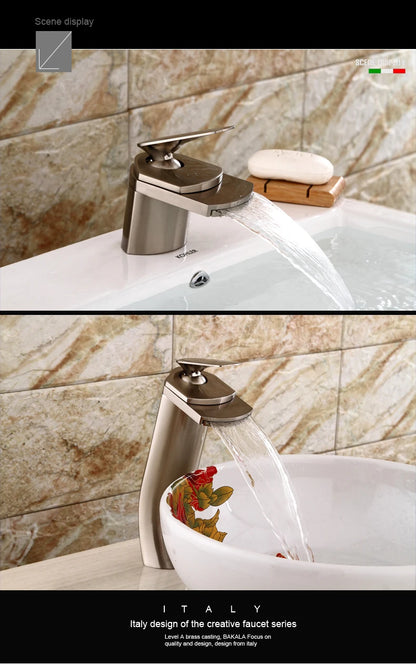 Becola All Copper Gold/Chrome/Brushed Duckbill Waterfall Faucet