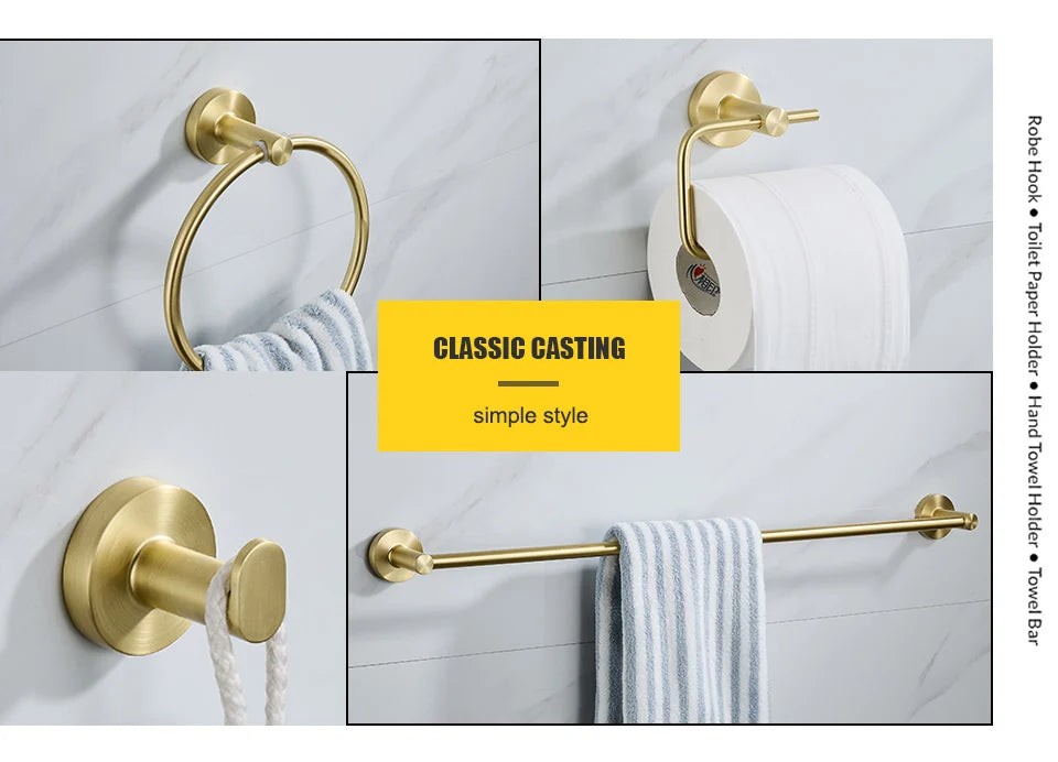 Brushed Gold Wall Mount Shelf Toilet Bath Hardware