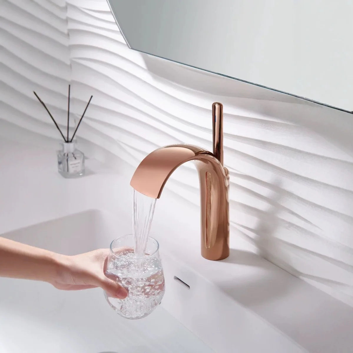 Rose Gold Basin Faucet Bathroom Lever Cold Sink