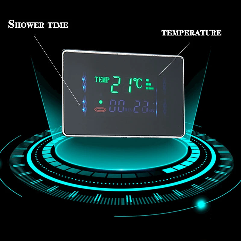 Bathroom Led Light Rain Waterfall Shower Panel Faucet