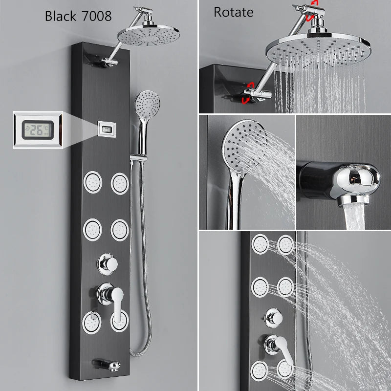 Bathroom Wall Mount Shower Panel Rainfall Shower Head/Massage
