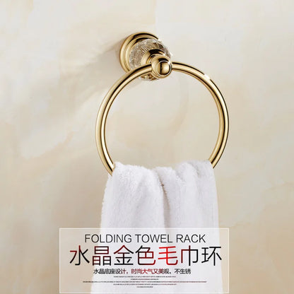 Shower Shelf Toilet Paper Holder Golden Crystal Wall