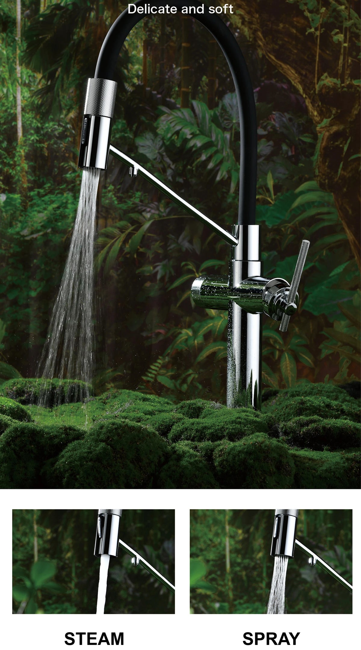 Modern Gun Grey Brass 3-In-1 Hole Faucet Separate