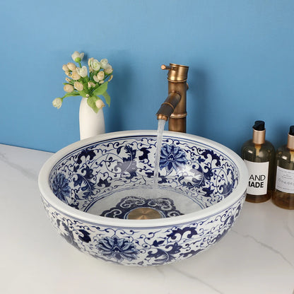 Zappo Jindezhen Ceramic Bathroom Vessel Sink Faucet Combo