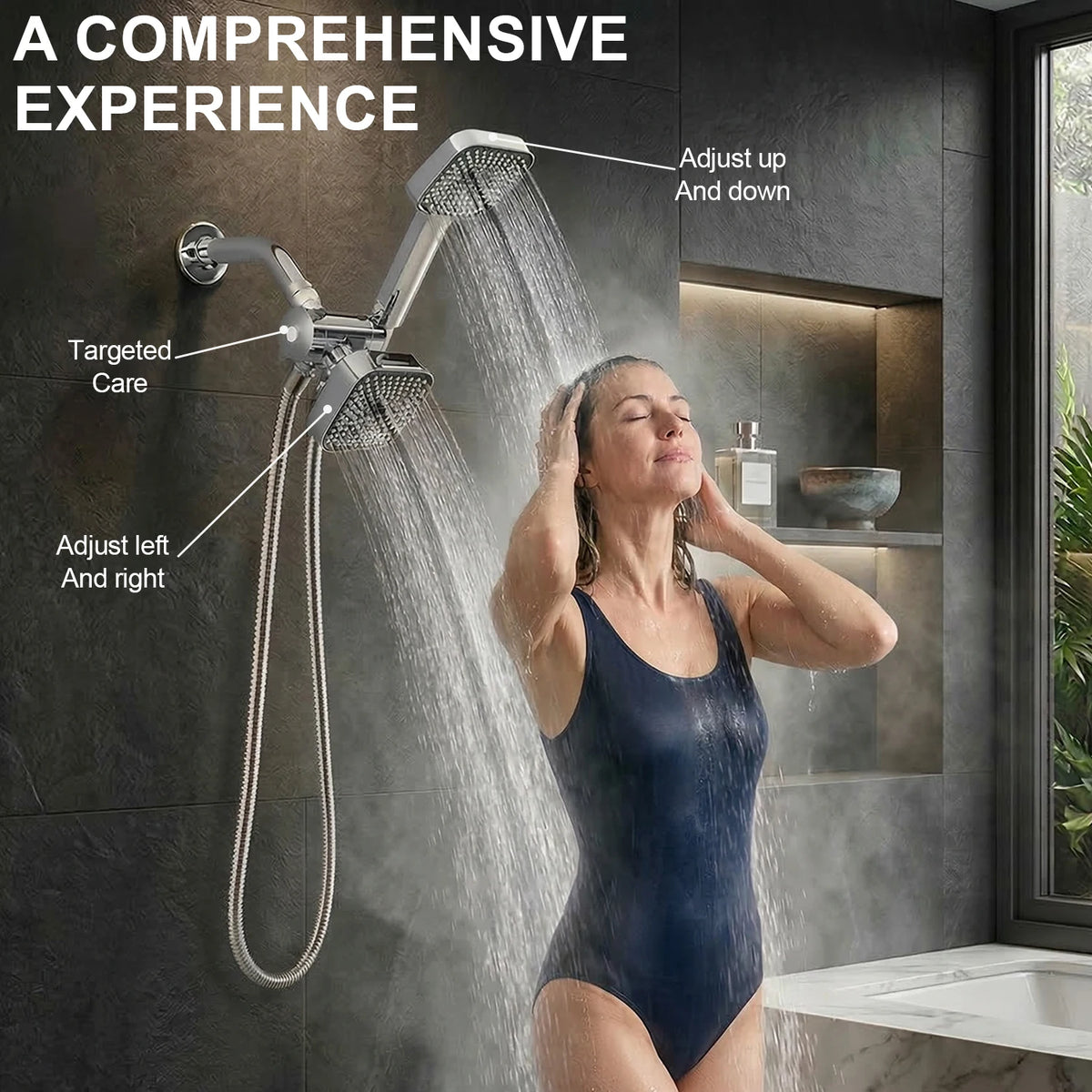 High-Flow 2-In-1 Wall-Mounted Handheld Shower Head Rain Shower