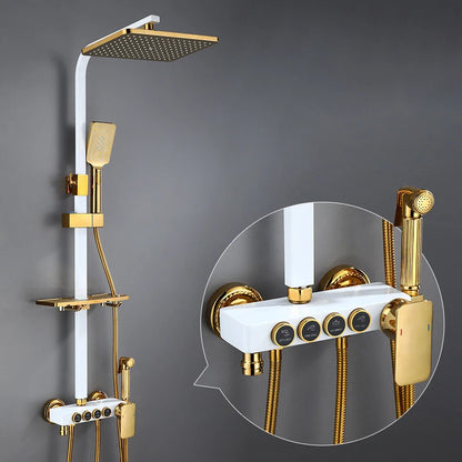 Brushed Gold Thermostatic Digital Bathroom Shower Inch Rain