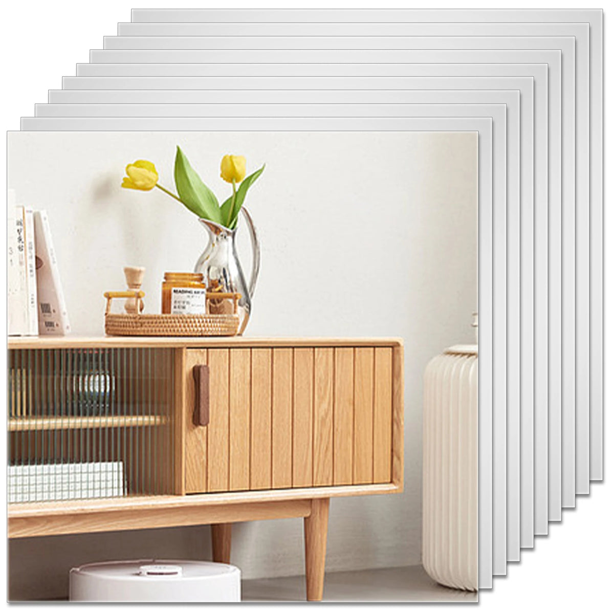 10/20/30pcs Mirror Wall Sticker Mirror Diy Square Decal