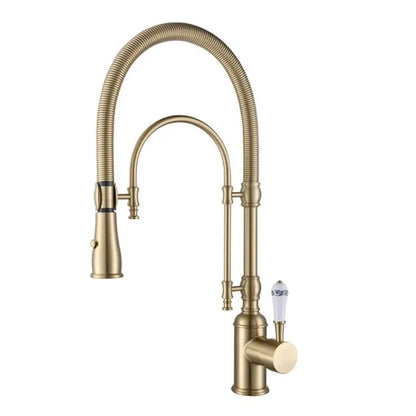 Brushed Gold Pull Out Faucet Sink Mixer 360