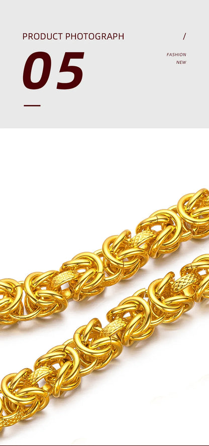 Unisex 24k Au999 Real Gold Boss Chain Hollow