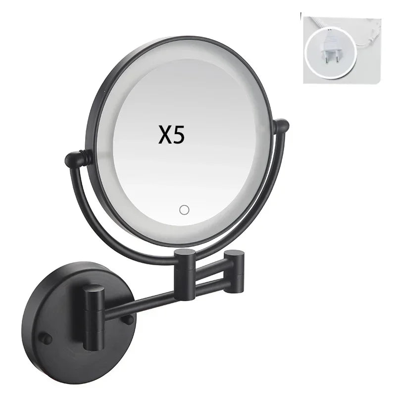 Bathroom 8-Inch Makeup Mirror Folding Rotating Telescopic Mirror