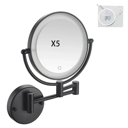 Bathroom 8-Inch Makeup Mirror Folding Rotating Telescopic Mirror