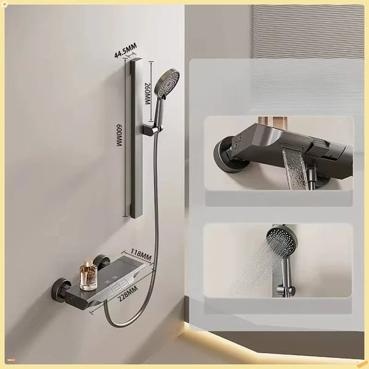 Space Aluminum Simple Bathroom Shower System Wall Mounted