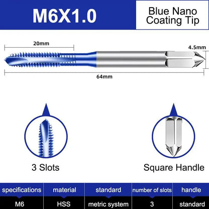 Azzkor Tip/Spiral/Straight Groove Tap M35 Cobalt Containing Blue