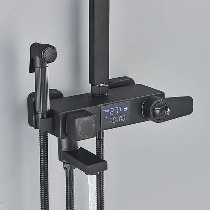 Black Thermostatic Shower Faucets Digital Display Screen Cold