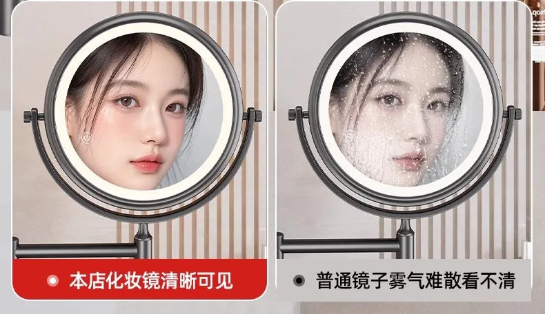 Rotatable Led Light Suction Cup Makeup Wall Mirror