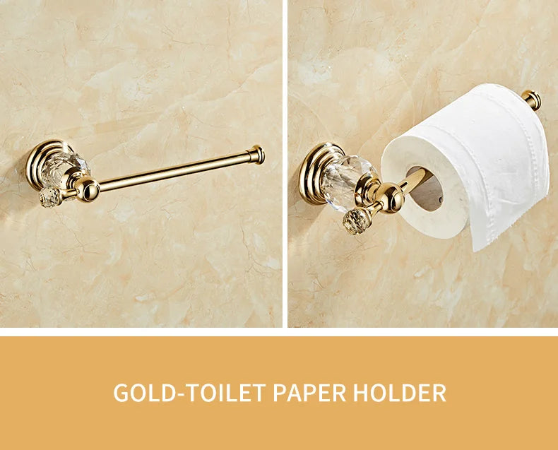 Ellen Golden Crystal Bathroom Hardware Adjust Towel Rack