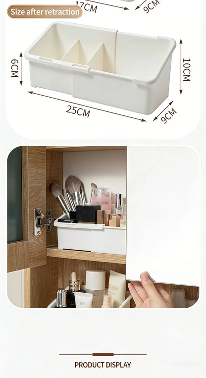 1/2/4pcs Mirror Cabinet Expandable Cosmetic Storage Box