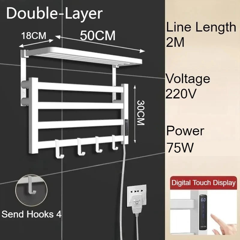 Metal Electric Heated Towel Rail Smart Disinfection Thermostat
