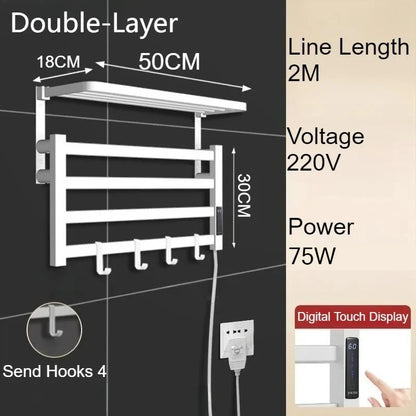 Metal Electric Heated Towel Rail Smart Disinfection Thermostat