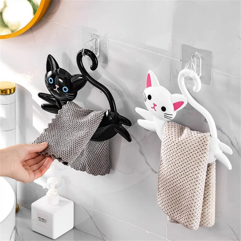 Cute Cartoon Towel Rack Bathroom Cat Shaped Towel