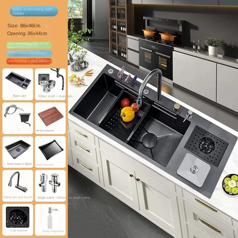 Flying Rainwaterfall Sink Stainless Steel Large Big Garbage