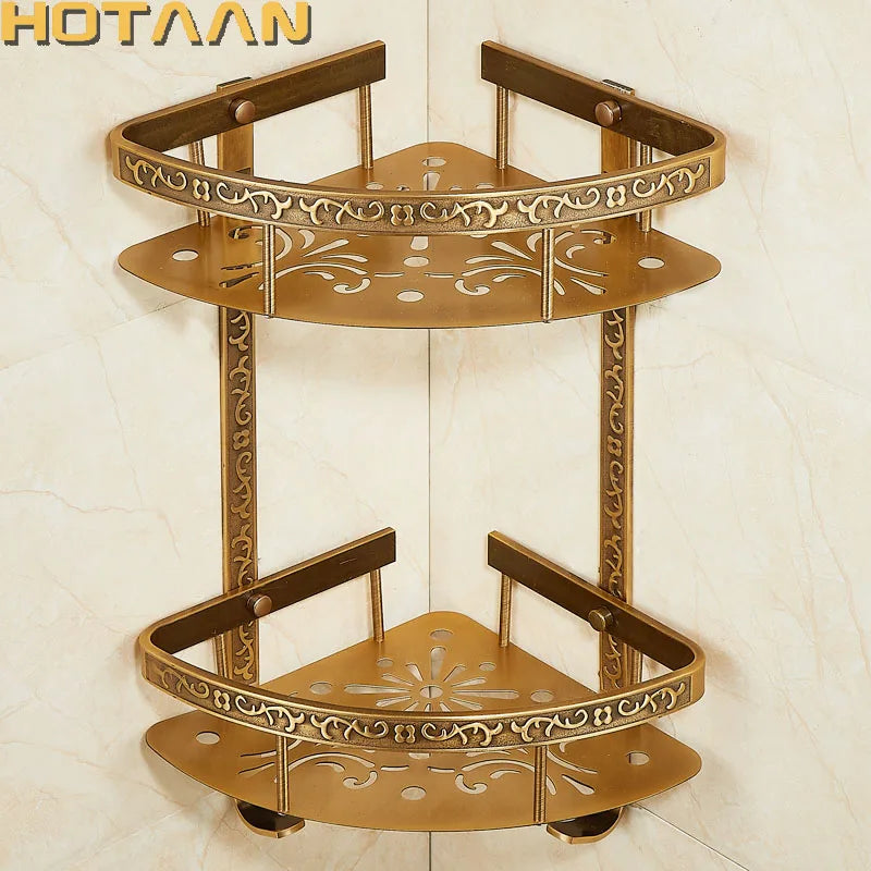 Antique Brass Aluminium Bathroom Robe Hook Paper Holder