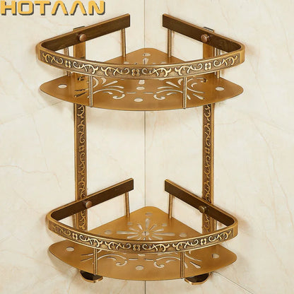 Antique Brass Aluminium Bathroom Robe Hook Paper Holder