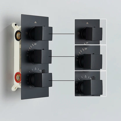 Thermostatic Shower Faucet Wall Concealed Waterfall Rainfall