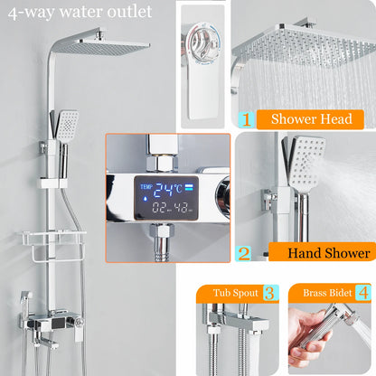 Ulgksd Thermostatic Shower Faucet Full Bathroom Rainfall Mixer