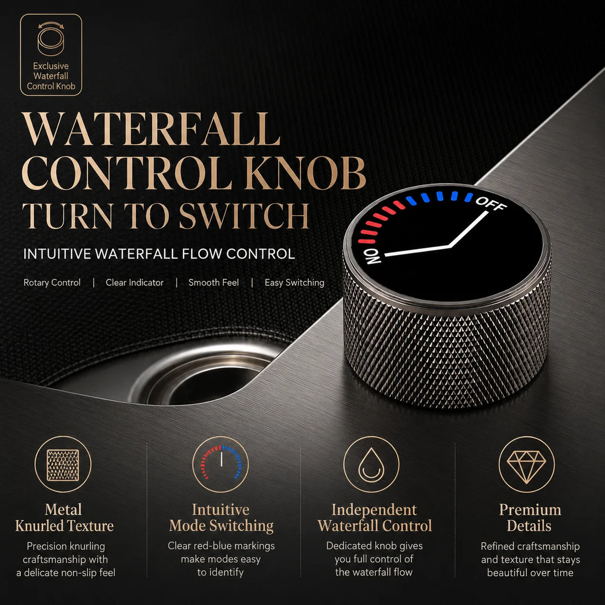Modern Luxury Waterfall Sink Sus304 Stainless Steel Hidden