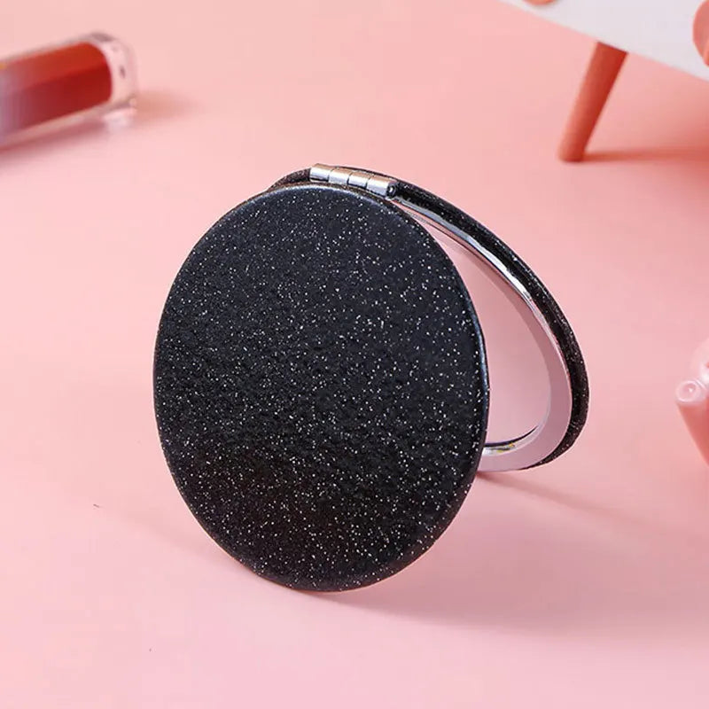 Mini Round Makeup Mirror Glitter Folding Pocket Mirror